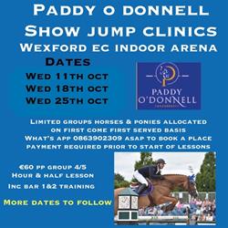 Training with Paddy O' Donnell 11th, 18th and 25th October